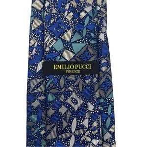 Emilio Pucci Neck Tie Blue Green 100% Silk Amazing Condition Made In Italy Mens